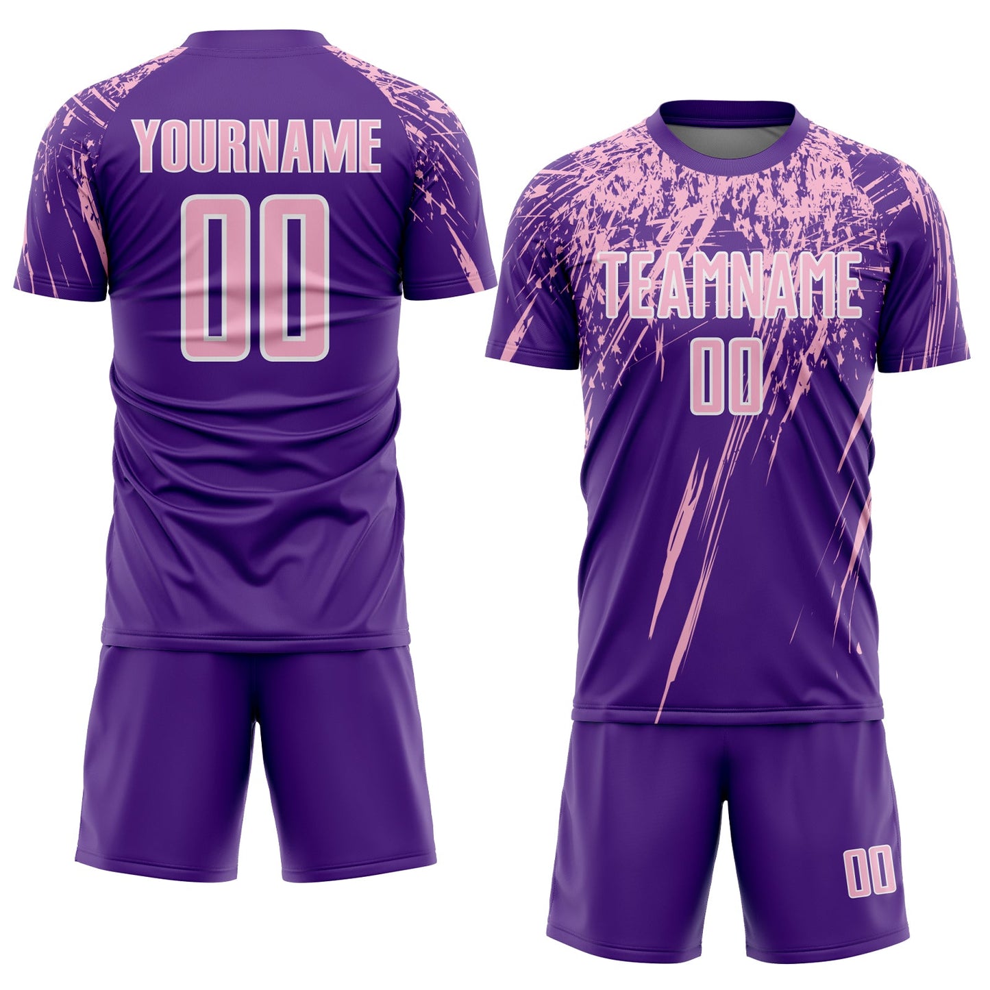 Custom Purple Light Pink-White Splash Sports Sublimation Soccer Uniform Jersey view 2