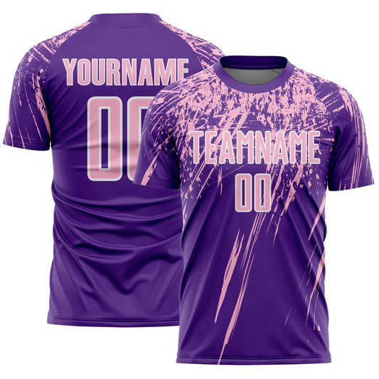 Custom Purple Light Pink-White Splash Sports Sublimation Soccer Uniform Jersey - Main View