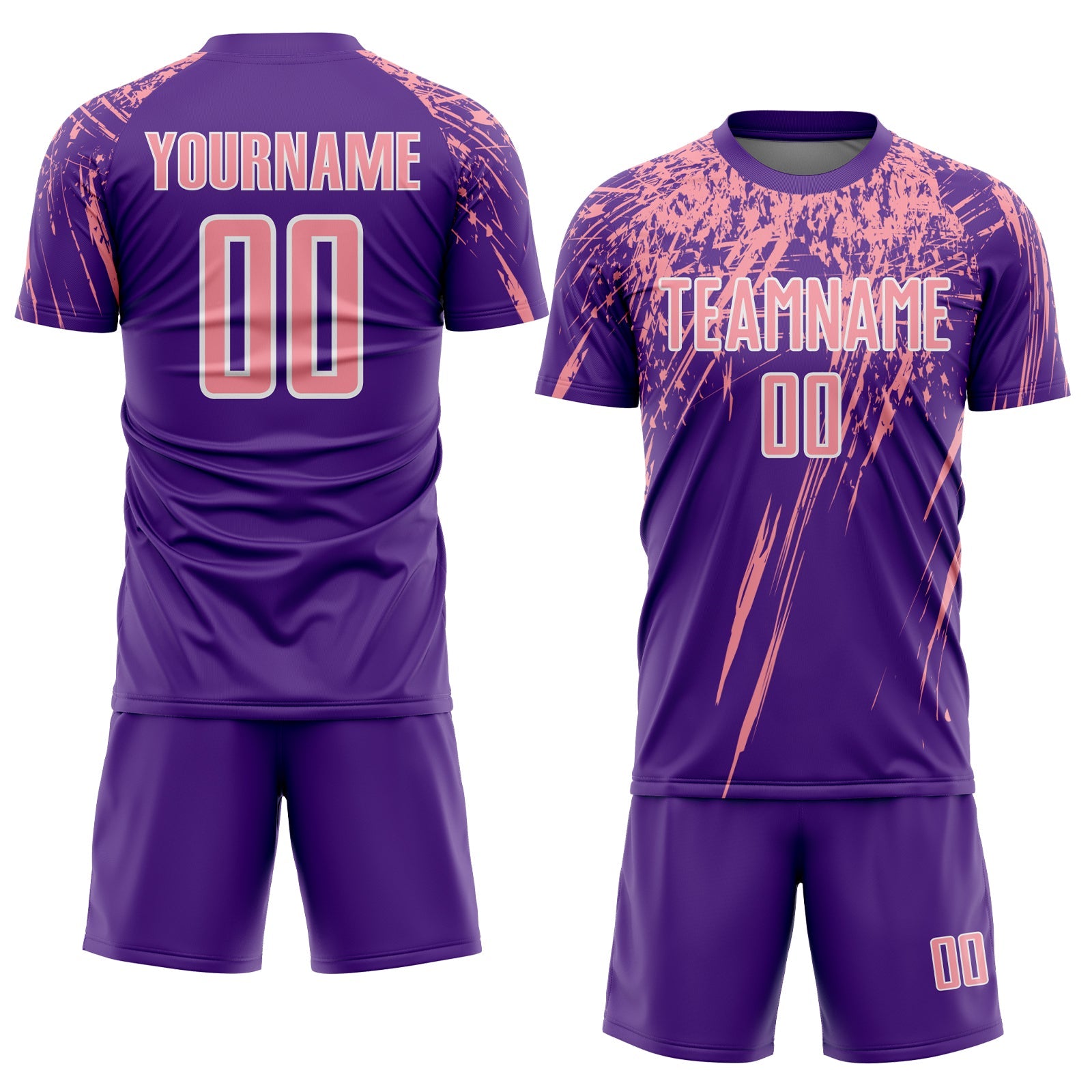 Custom Purple Medium Pink-White Splash Sports Sublimation Soccer Uniform Jersey view 2