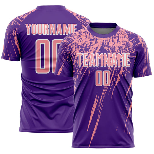 Custom Purple Medium Pink-White Splash Sports Sublimation Soccer Uniform Jersey - Main View