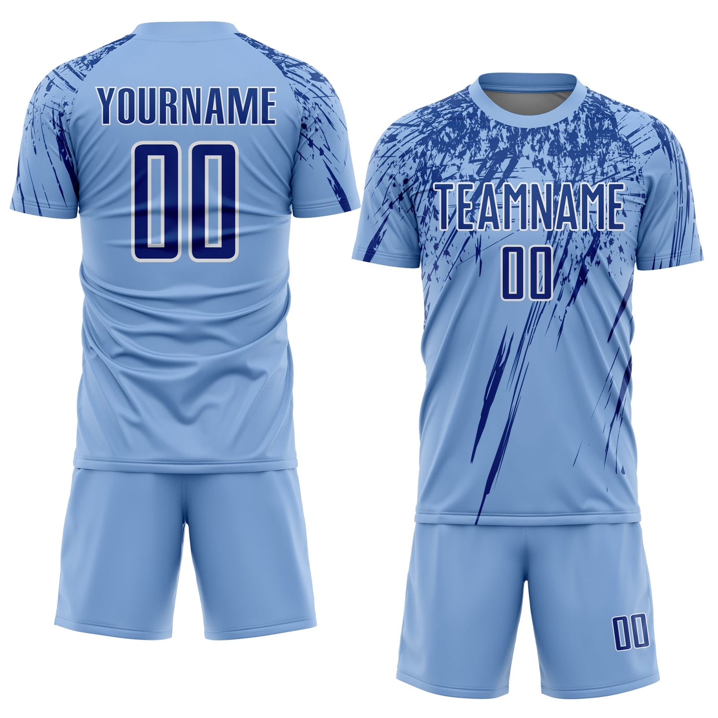Custom Light Blue Royal-White Splash Sports Sublimation Soccer Uniform Jersey view 2