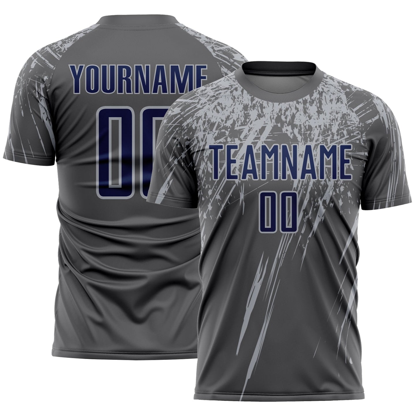 Custom Steel Gray Navy-Gray Splash Sports Sublimation Soccer Uniform Jersey - Main View