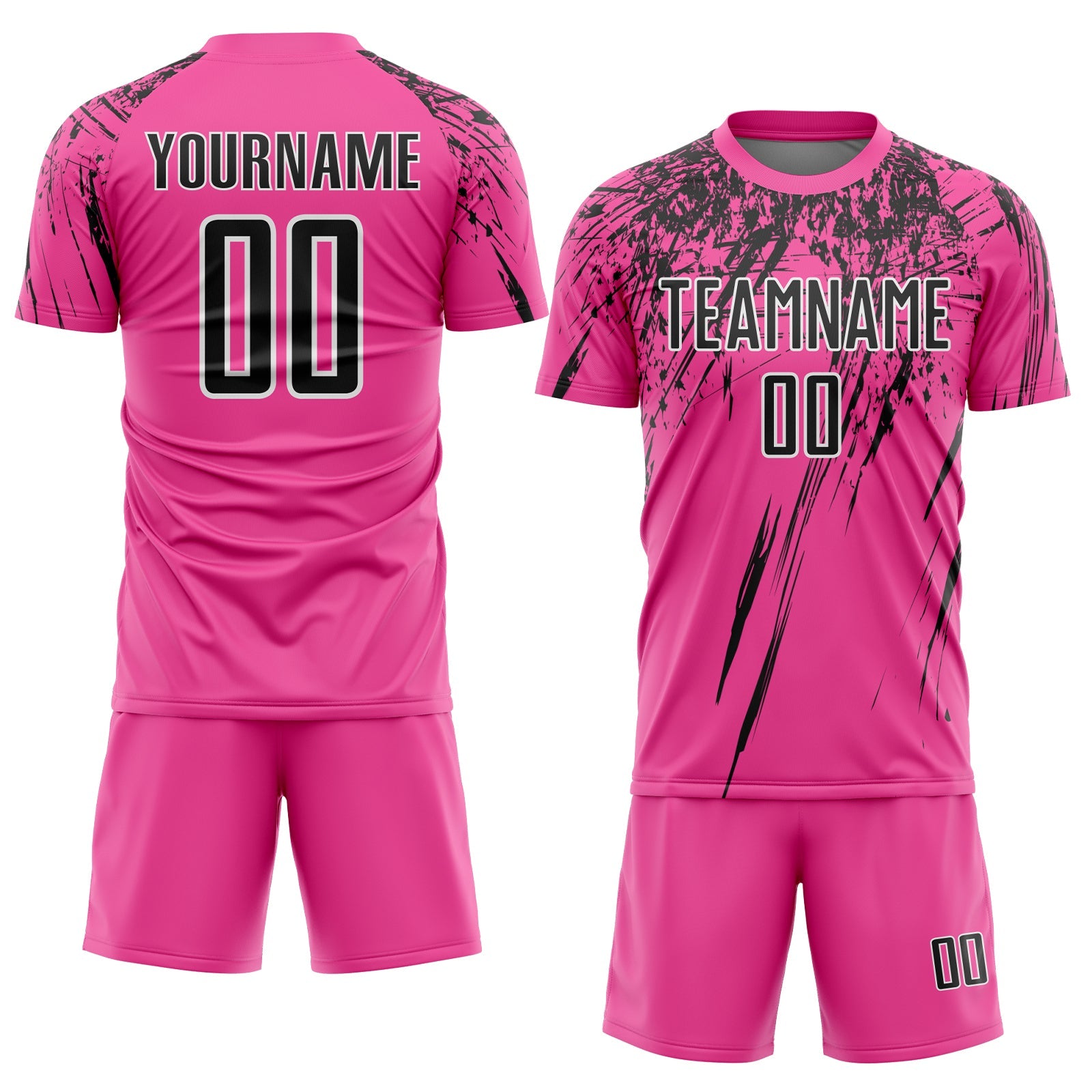 Custom Pink Black-White Splash Sports Sublimation Soccer Uniform Jersey view 2