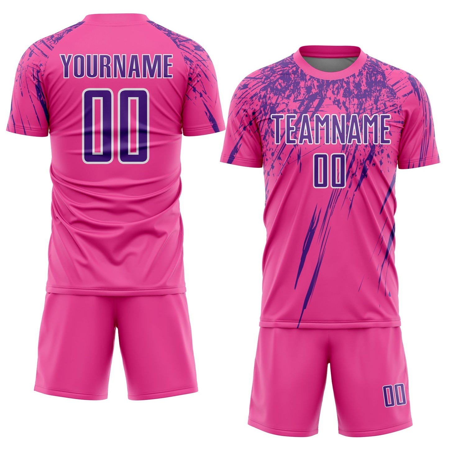 Custom Pink Purple-White Splash Sports Sublimation Soccer Uniform Jersey view 2