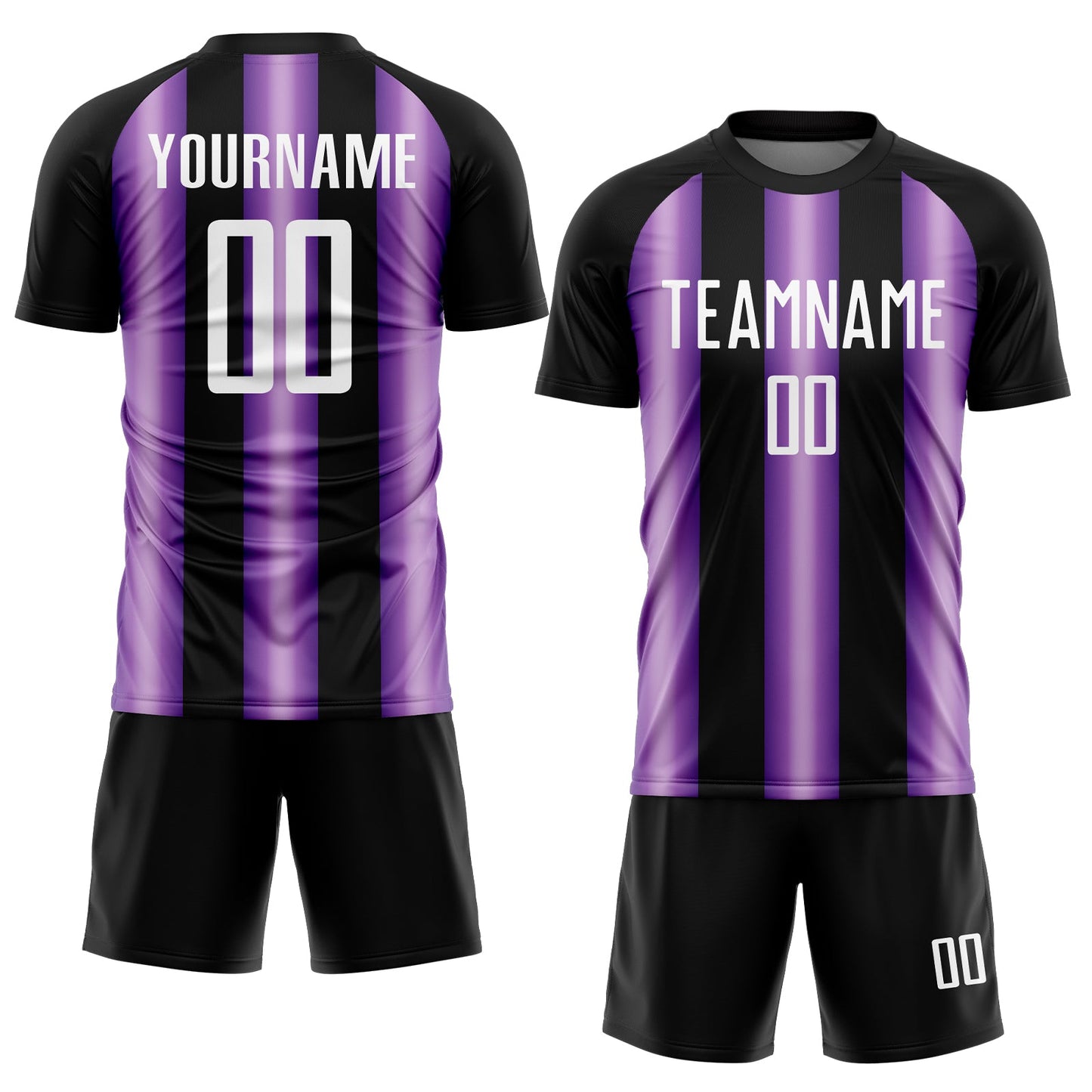 Custom Black White-Purple Stripes Sports Sublimation Soccer Uniform Jersey view 2