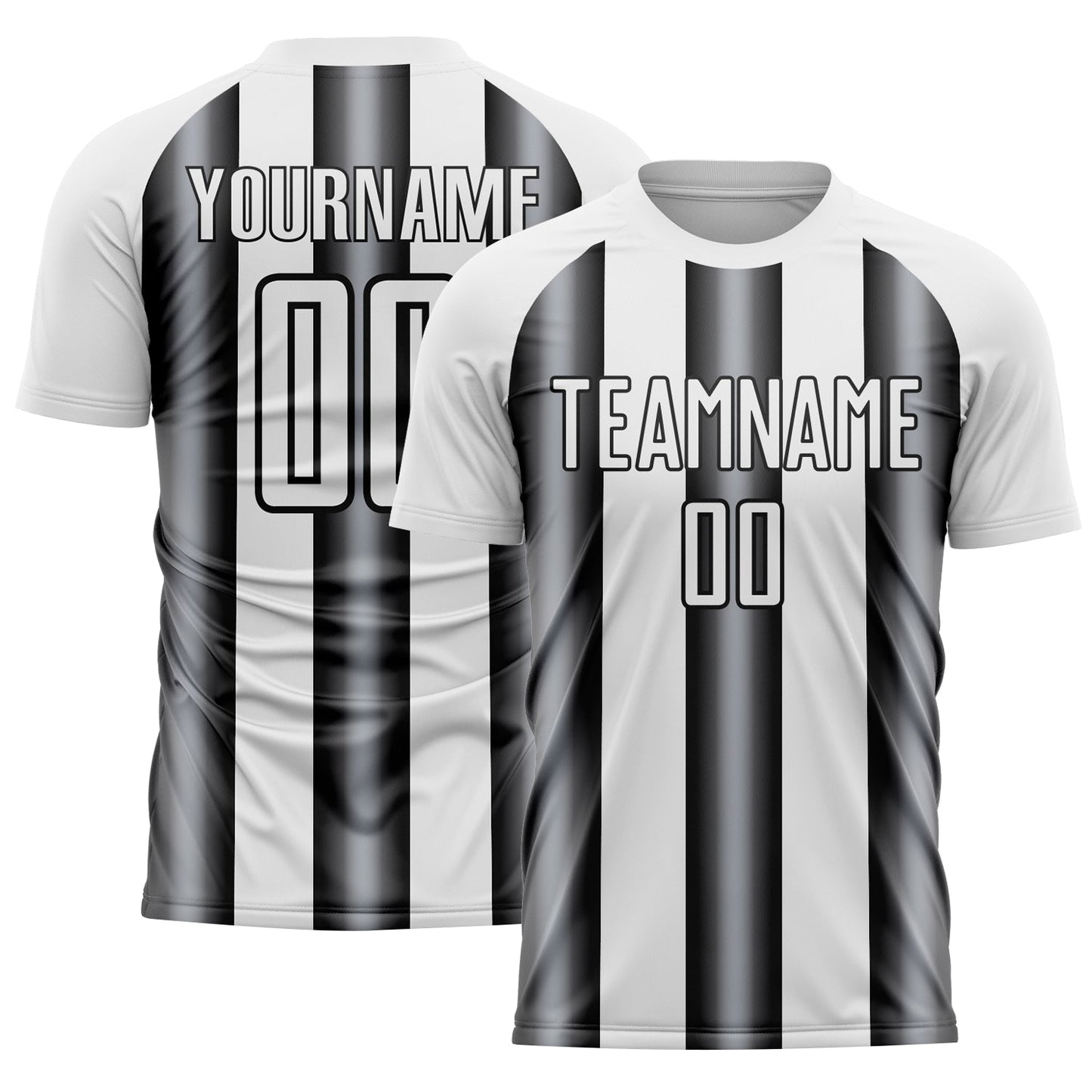 Custom White Gray-Black Stripes Sports Sublimation Soccer Uniform Jersey - Main View