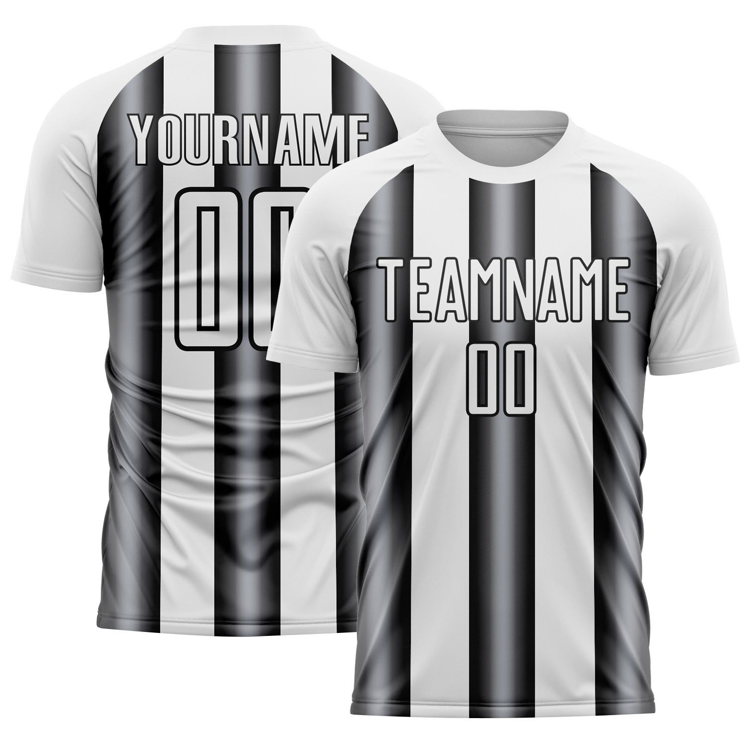 Custom White Gray-Black Stripes Sports Sublimation Soccer Uniform Jersey - Main View