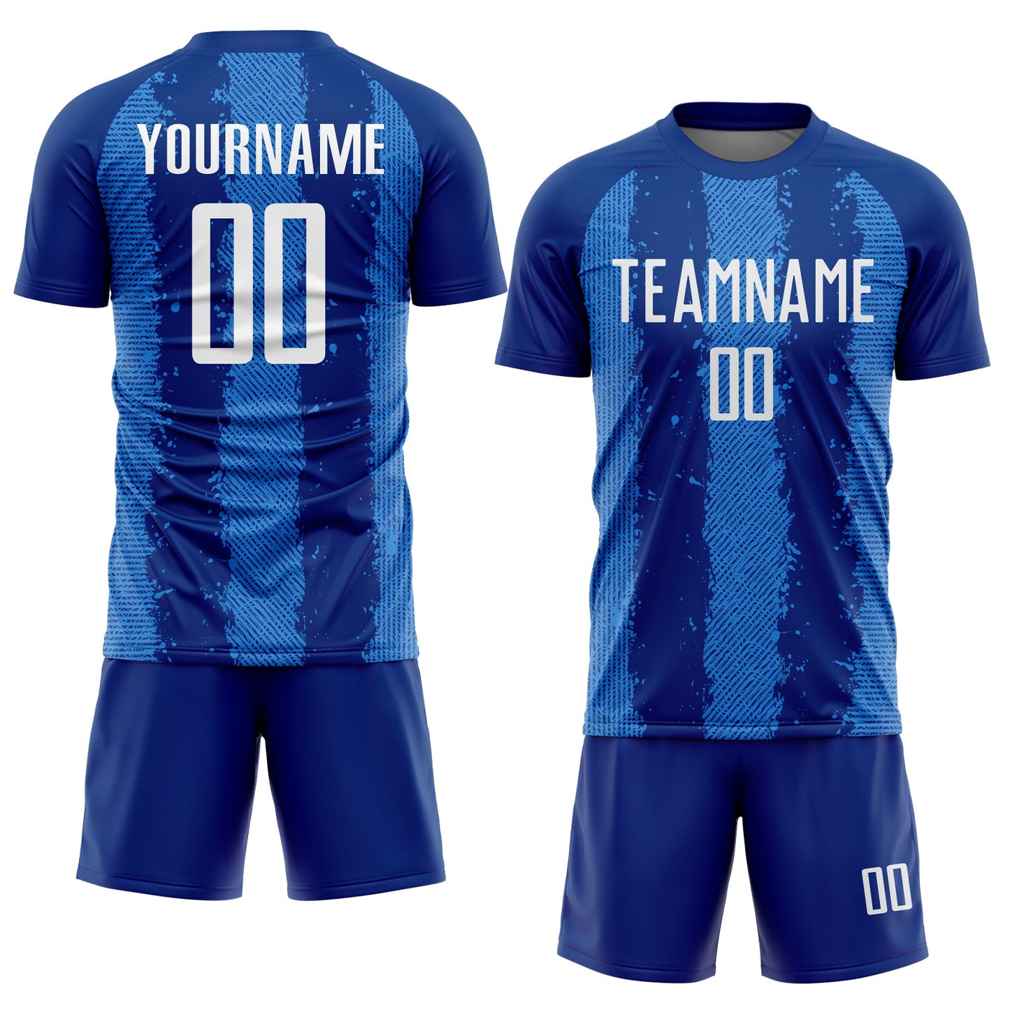 Custom Royal White-Powder Blue Stripes Sports Sublimation Soccer Uniform Jersey view 2