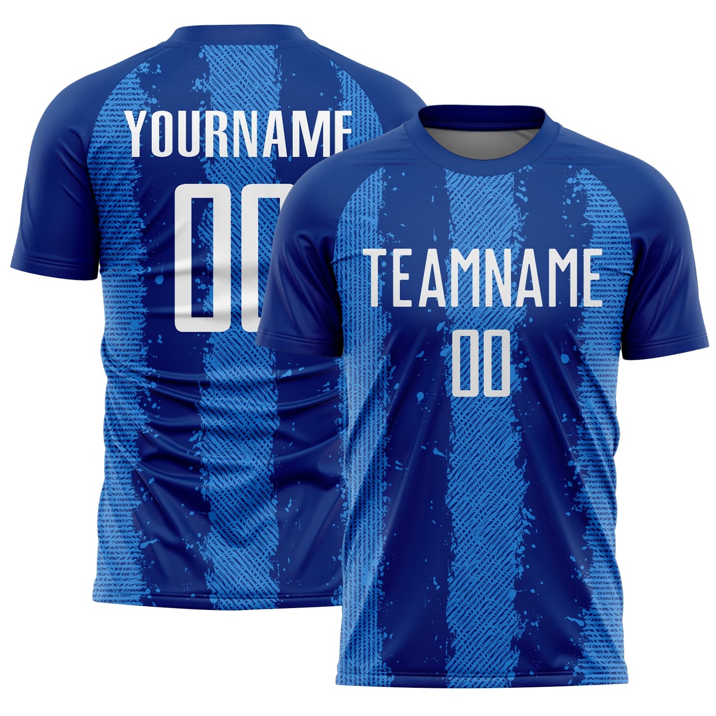 Custom Royal White-Powder Blue Stripes Sports Sublimation Soccer Uniform Jersey - Main View