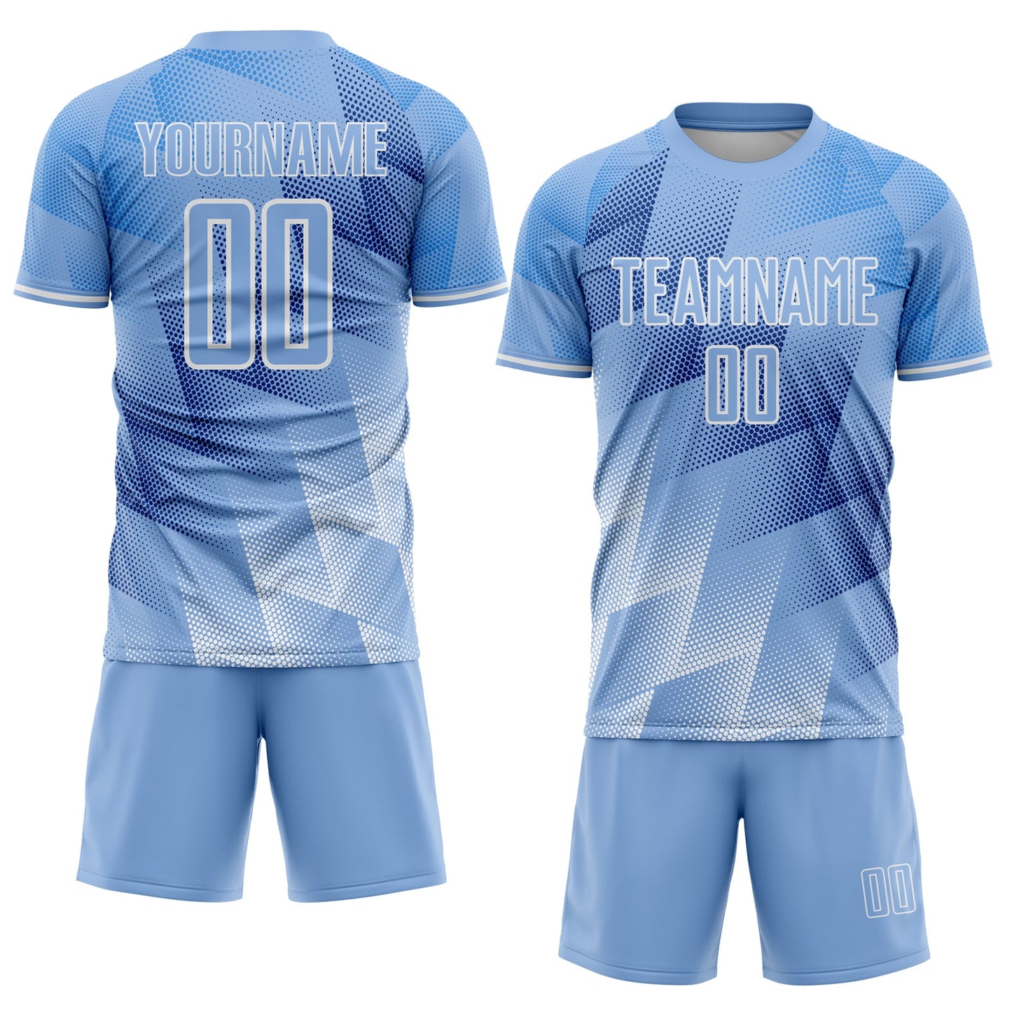 Custom Light Blue Royal-White Argentina Round Sports Sublimation Soccer Uniform Jersey view 2