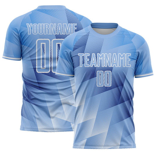 Custom Light Blue Royal-White Argentina Round Sports Sublimation Soccer Uniform Jersey - Main View