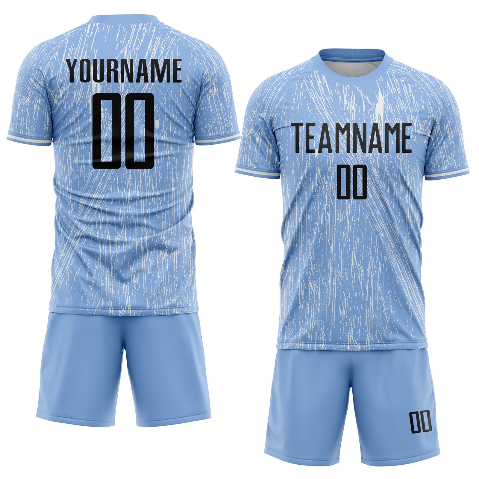 Custom Light Blue Black-White Argentina Splatter Pattern Sports Sublimation Soccer Uniform Jersey view 2