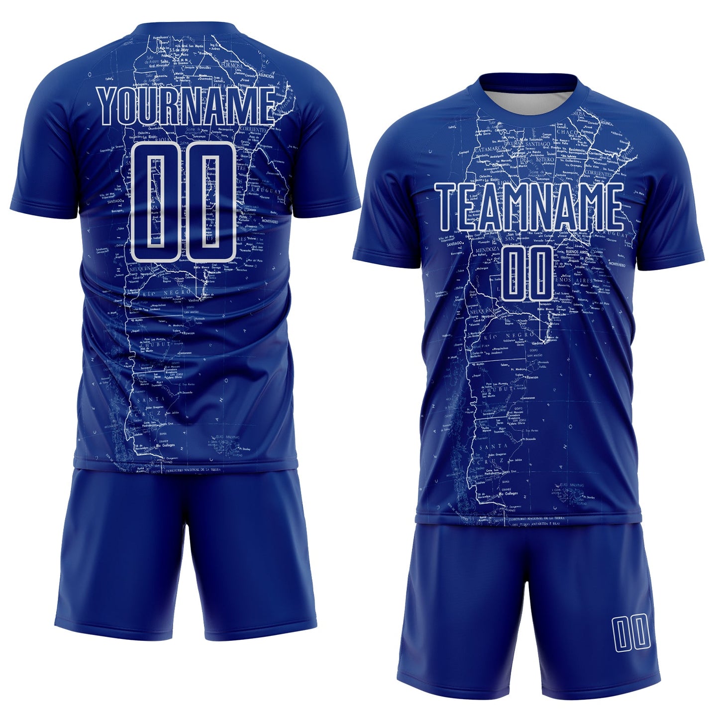 Custom Royal White Map Outline Sports Sublimation Soccer Uniform Jersey view 2