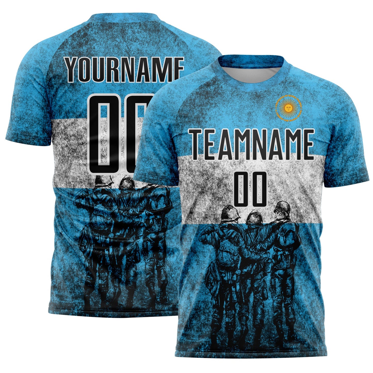 Custom Blue Black-White Argentina Patriotic Sports Sublimation Soccer Uniform Jersey - Main View
