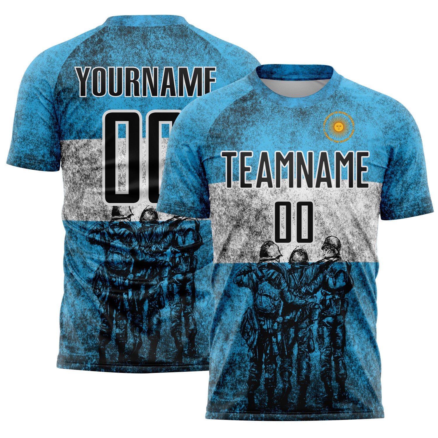 Custom Blue Black-White Argentina Patriotic Sports Sublimation Soccer Uniform Jersey - Main View