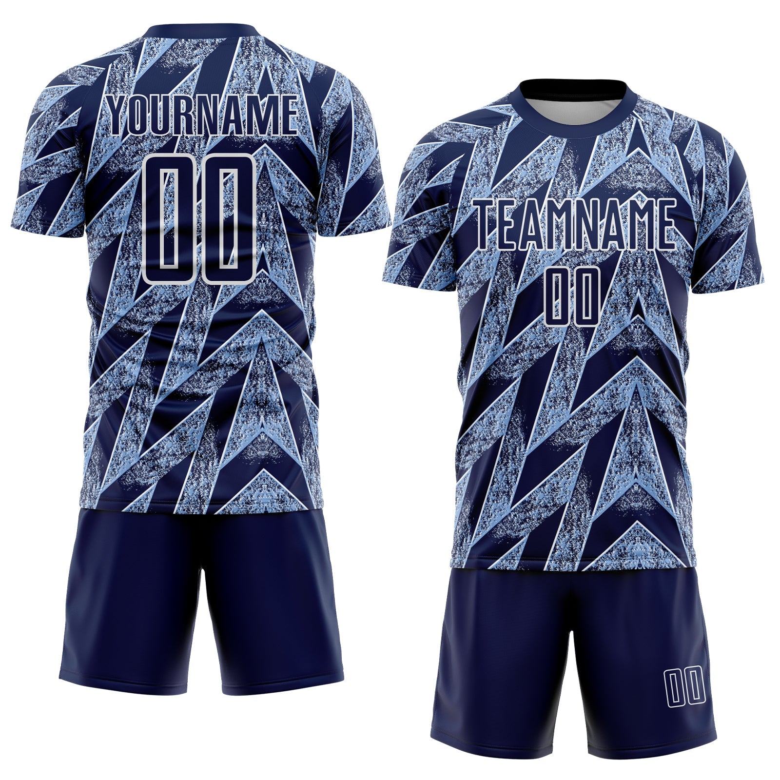 Custom Navy Light Blue-White Argentina Stripes Sports Sublimation Soccer Uniform Jersey view 2