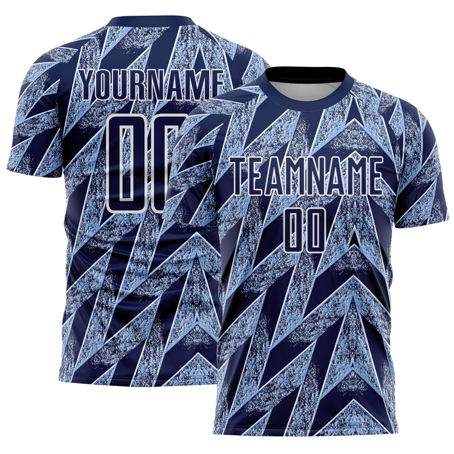 Custom Navy Light Blue-White Argentina Stripes Sports Sublimation Soccer Uniform Jersey - Main View