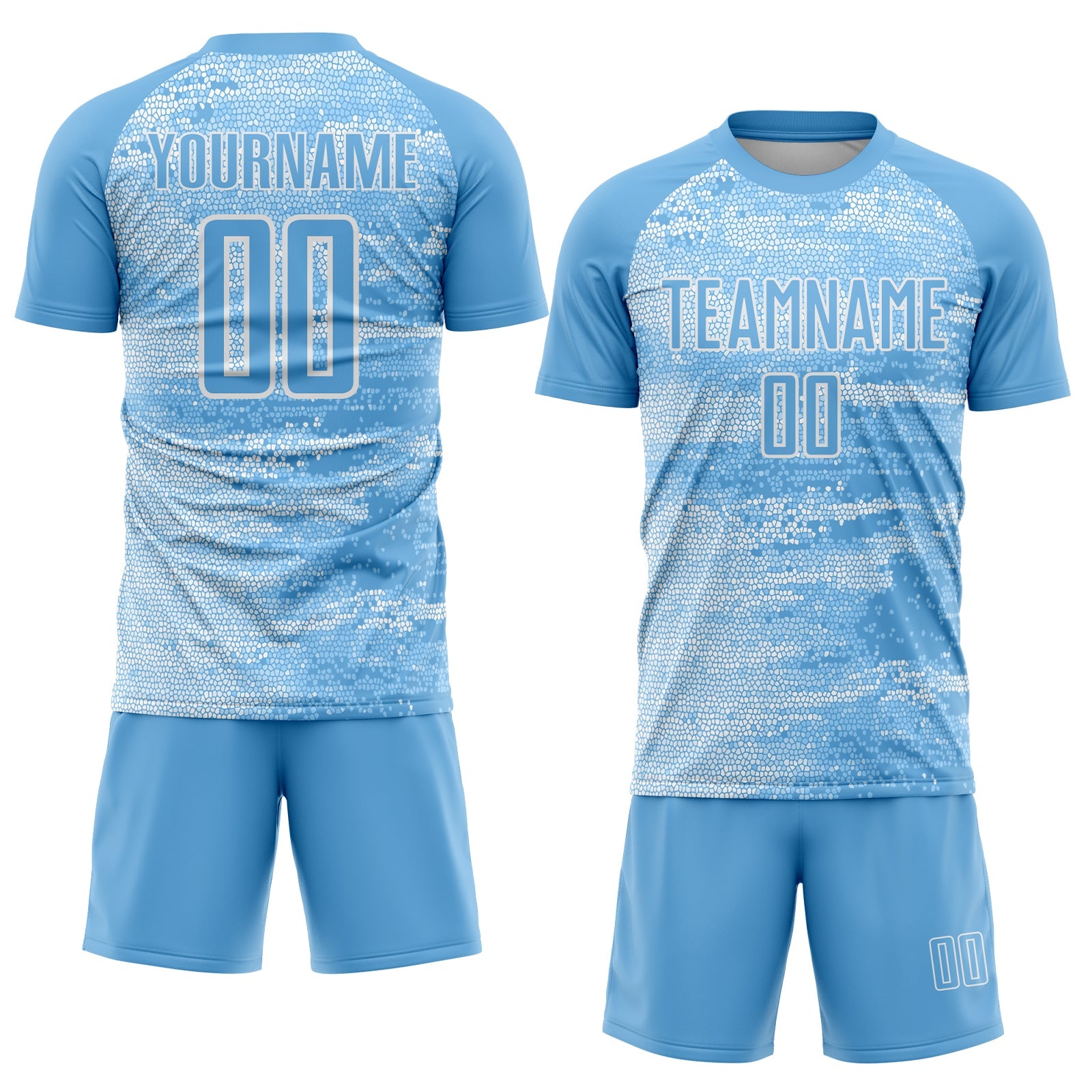 Custom Light Blue White Argentina Geometric Pattern Sports Sublimation Soccer Uniform Jersey view 2