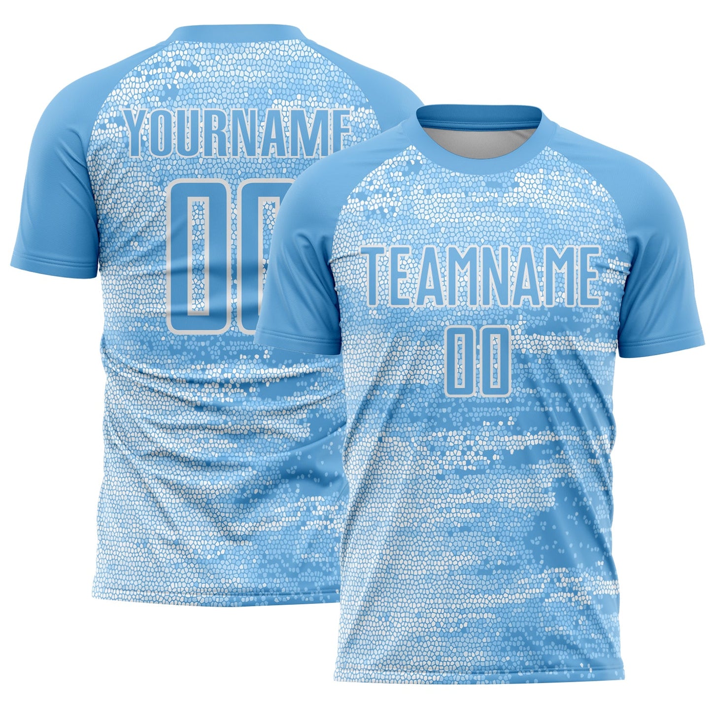 Custom Light Blue White Argentina Geometric Pattern Sports Sublimation Soccer Uniform Jersey - Main View