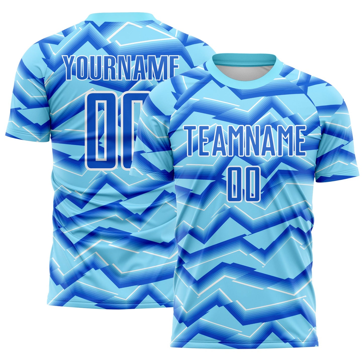 Custom Lakes Blue Powder Blue-White Lines Sports Sublimation Soccer Uniform Jersey - Main View