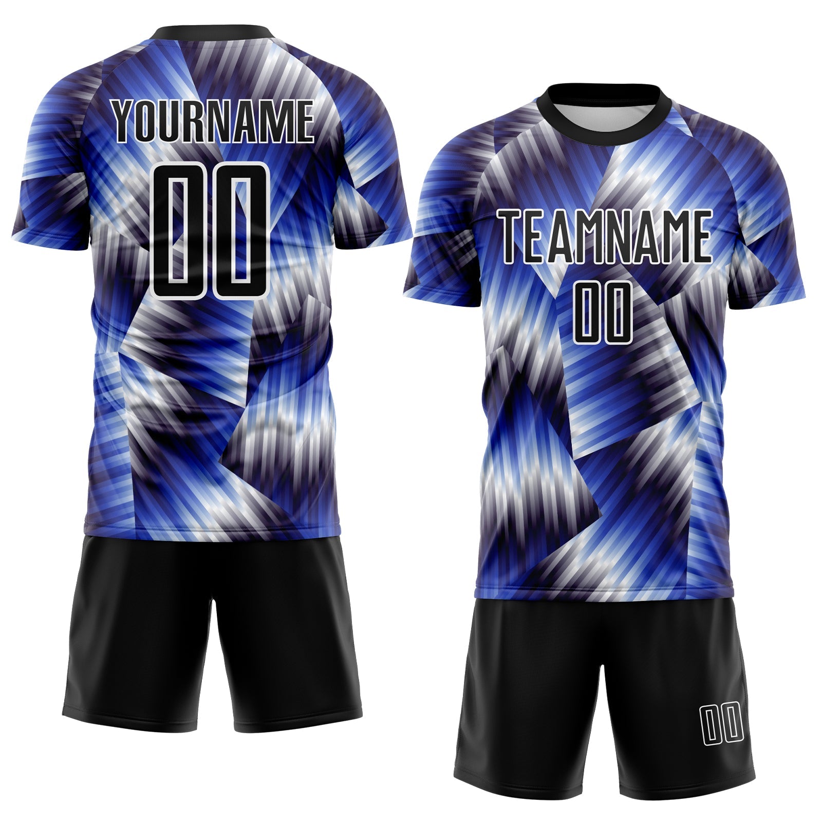 Custom Black Royal-White Lines Sports Sublimation Soccer Uniform Jersey view 2