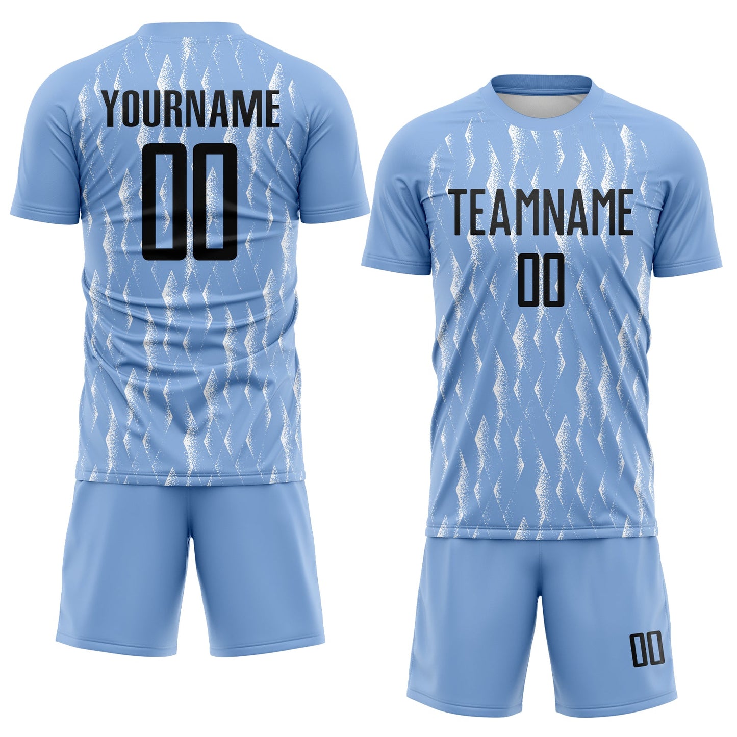 Custom Light Blue Black-White Argentina Splatter Pattern Sports Sublimation Soccer Uniform Jersey view 2