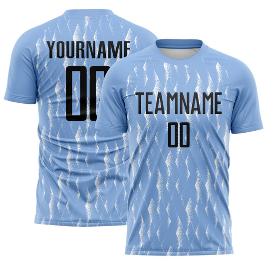 Custom Light Blue Black-White Argentina Splatter Pattern Sports Sublimation Soccer Uniform Jersey - Main View