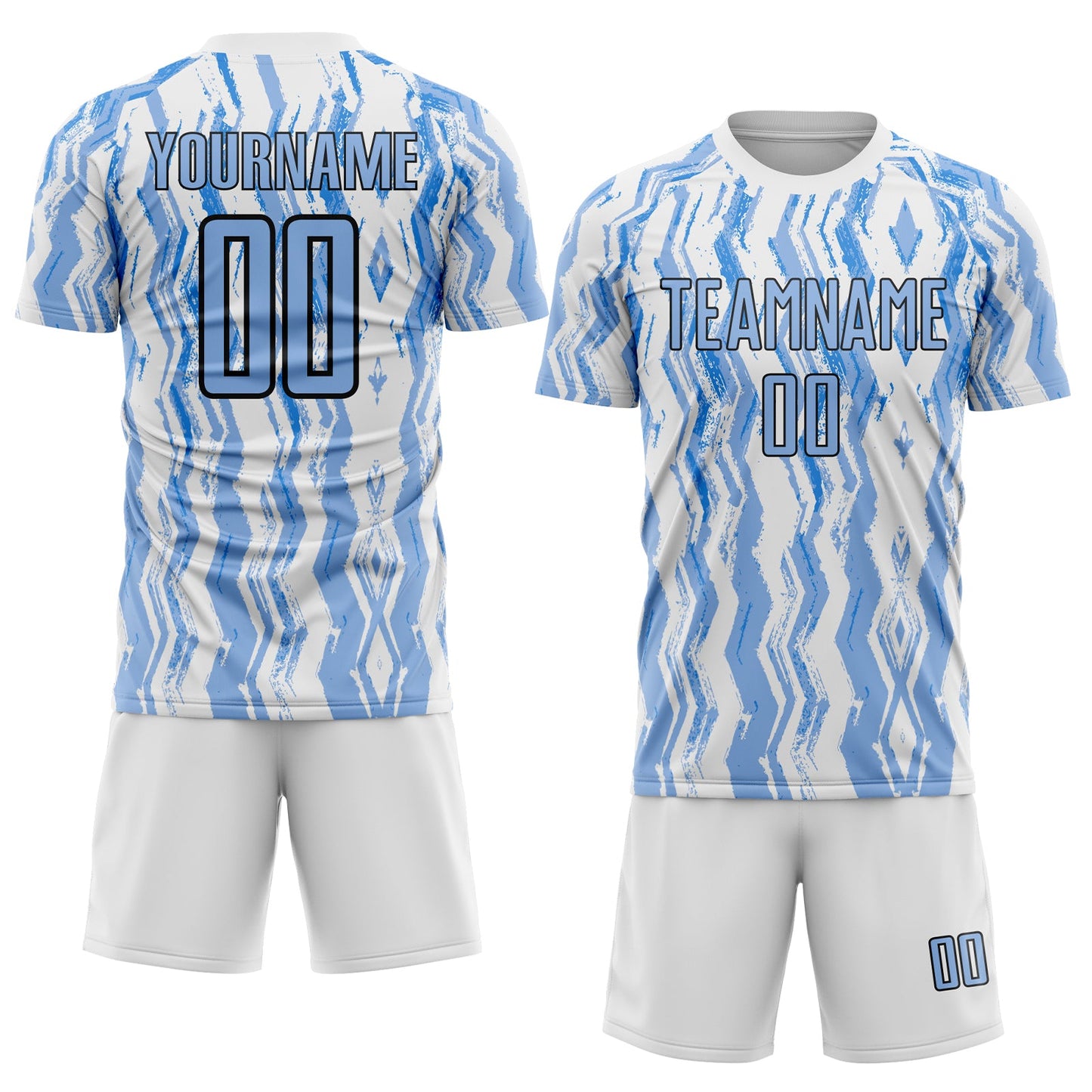 Custom White Light Blue-Black Argentina Splatter Pattern Sports Sublimation Soccer Uniform Jersey view 2
