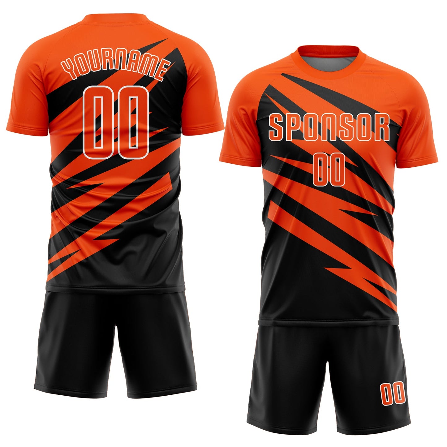 Custom Orange Black-White Abstract Line Sports Sublimation Soccer Uniform Jersey view 2