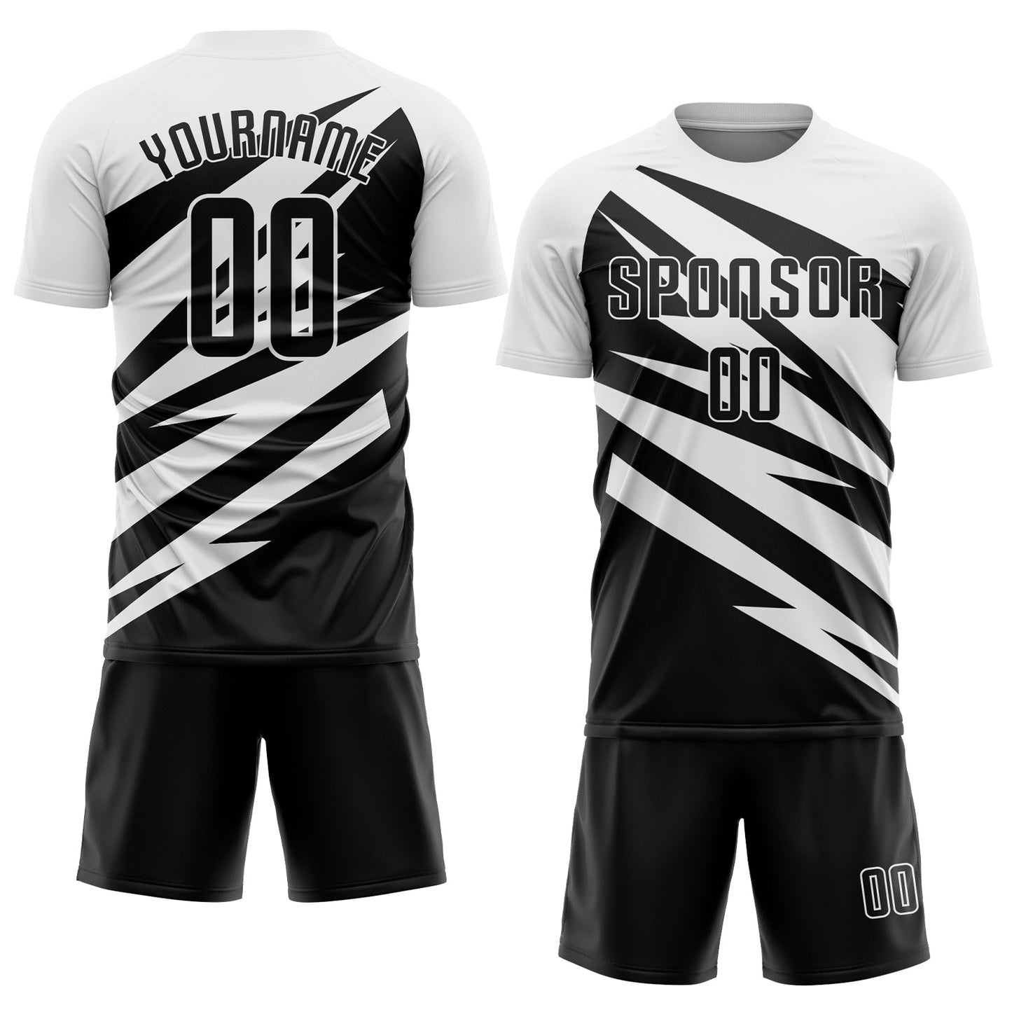 Custom White Black Abstract Line Sports Sublimation Soccer Uniform Jersey view 2