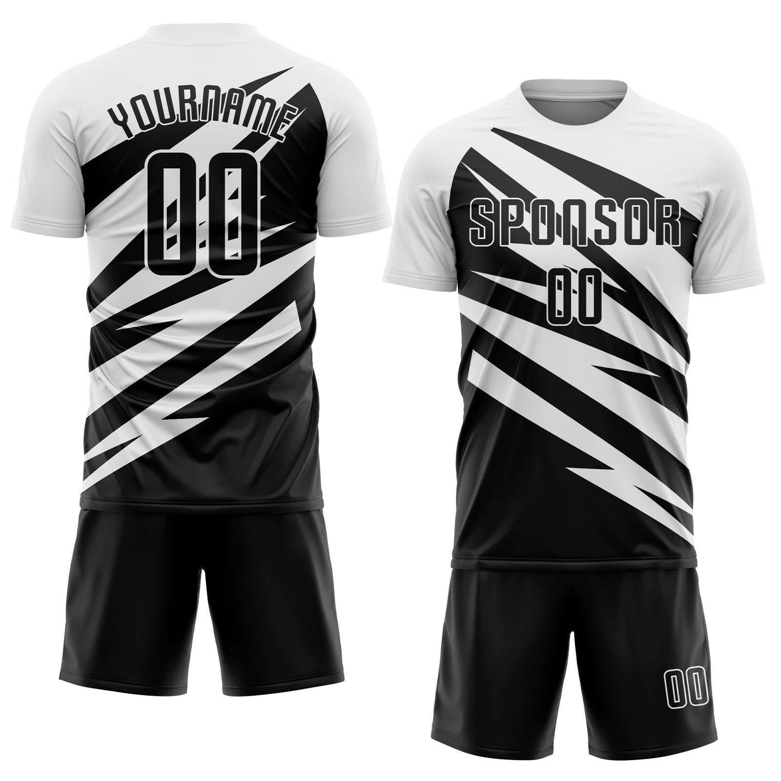 Custom White Black Abstract Line Sports Sublimation Soccer Uniform Jersey view 2