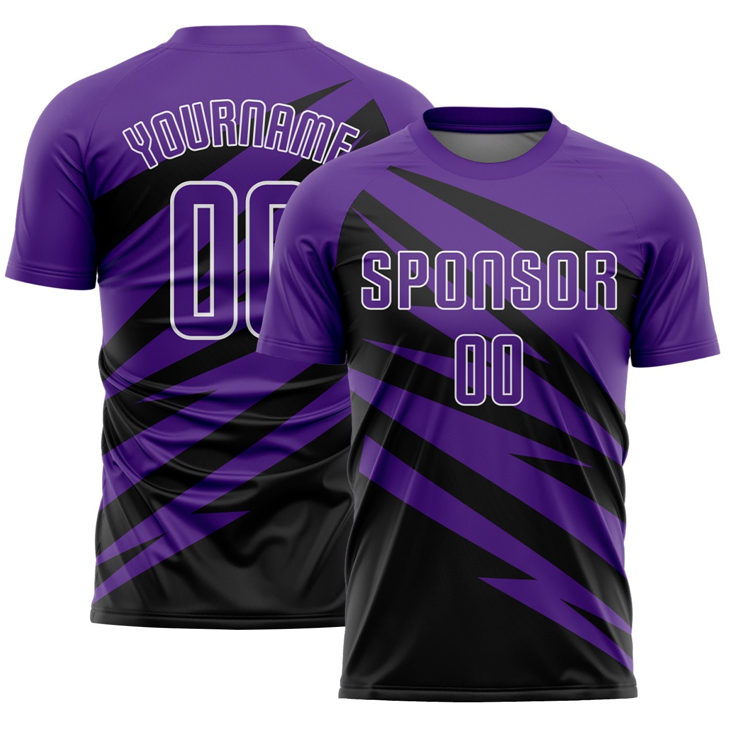 Custom Purple Black-White Abstract Line Sports Sublimation Soccer Uniform Jersey - Main View
