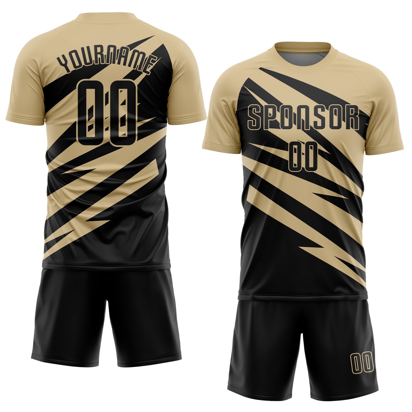 Custom Vegas Gold Black Abstract Line Sports Sublimation Soccer Uniform Jersey view 2