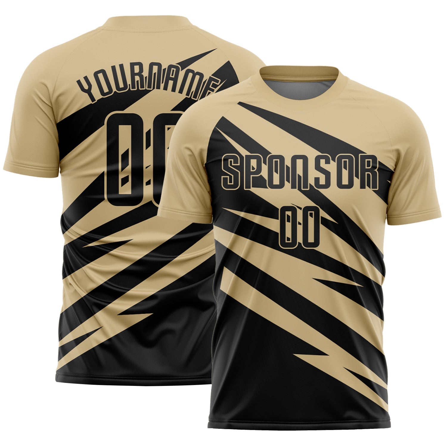 Custom Vegas Gold Black Abstract Line Sports Sublimation Soccer Uniform Jersey - Main View