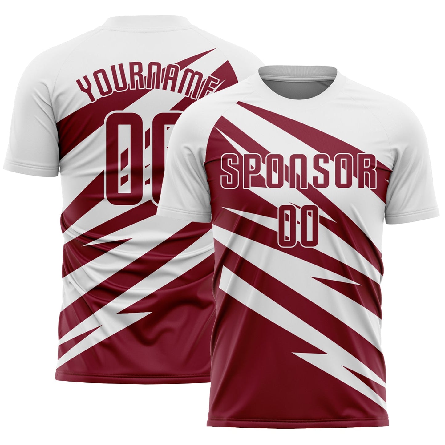 Custom White Crimson Abstract Line Sports Sublimation Soccer Uniform Jersey - Main View