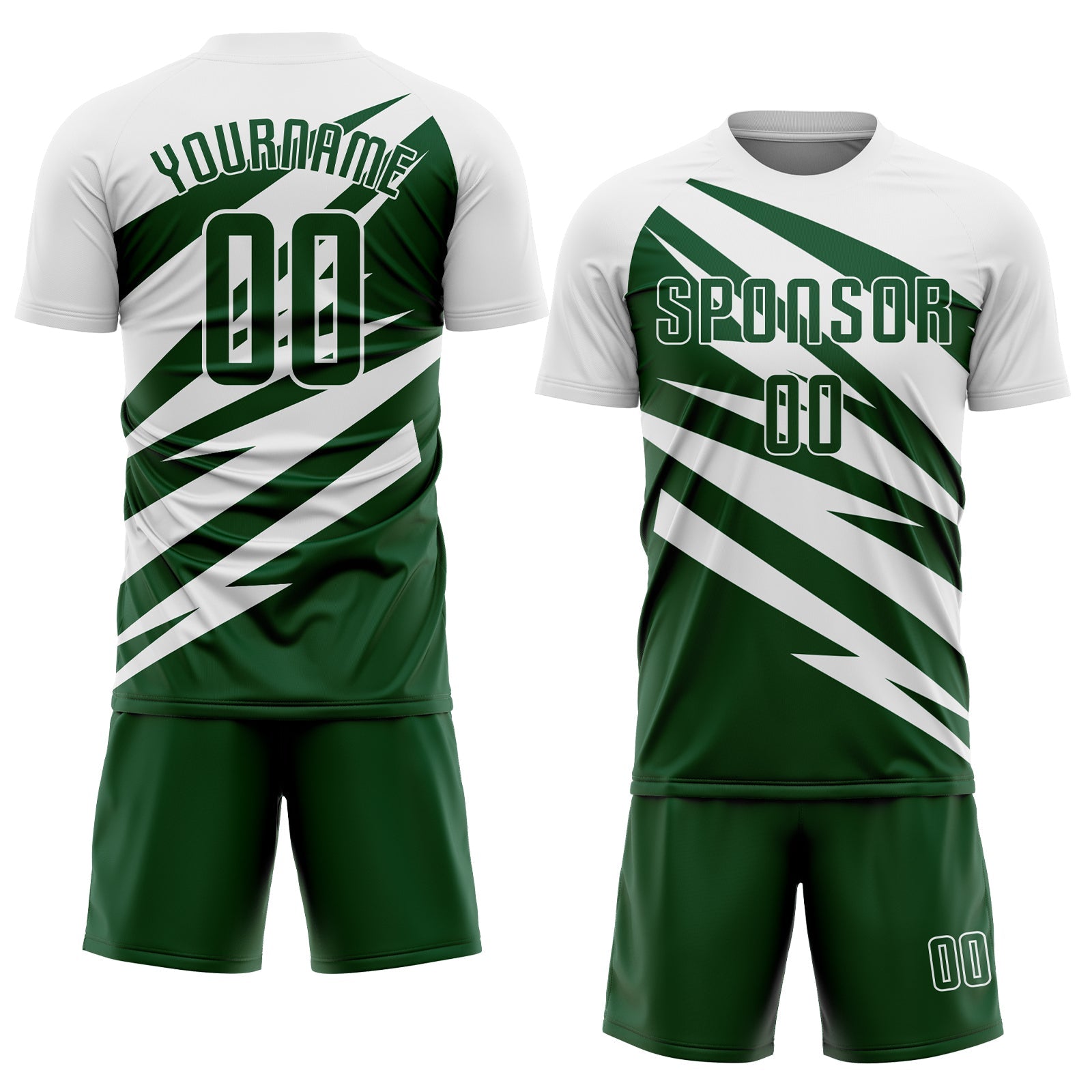 Custom White Green Abstract Line Sports Sublimation Soccer Uniform Jersey view 2