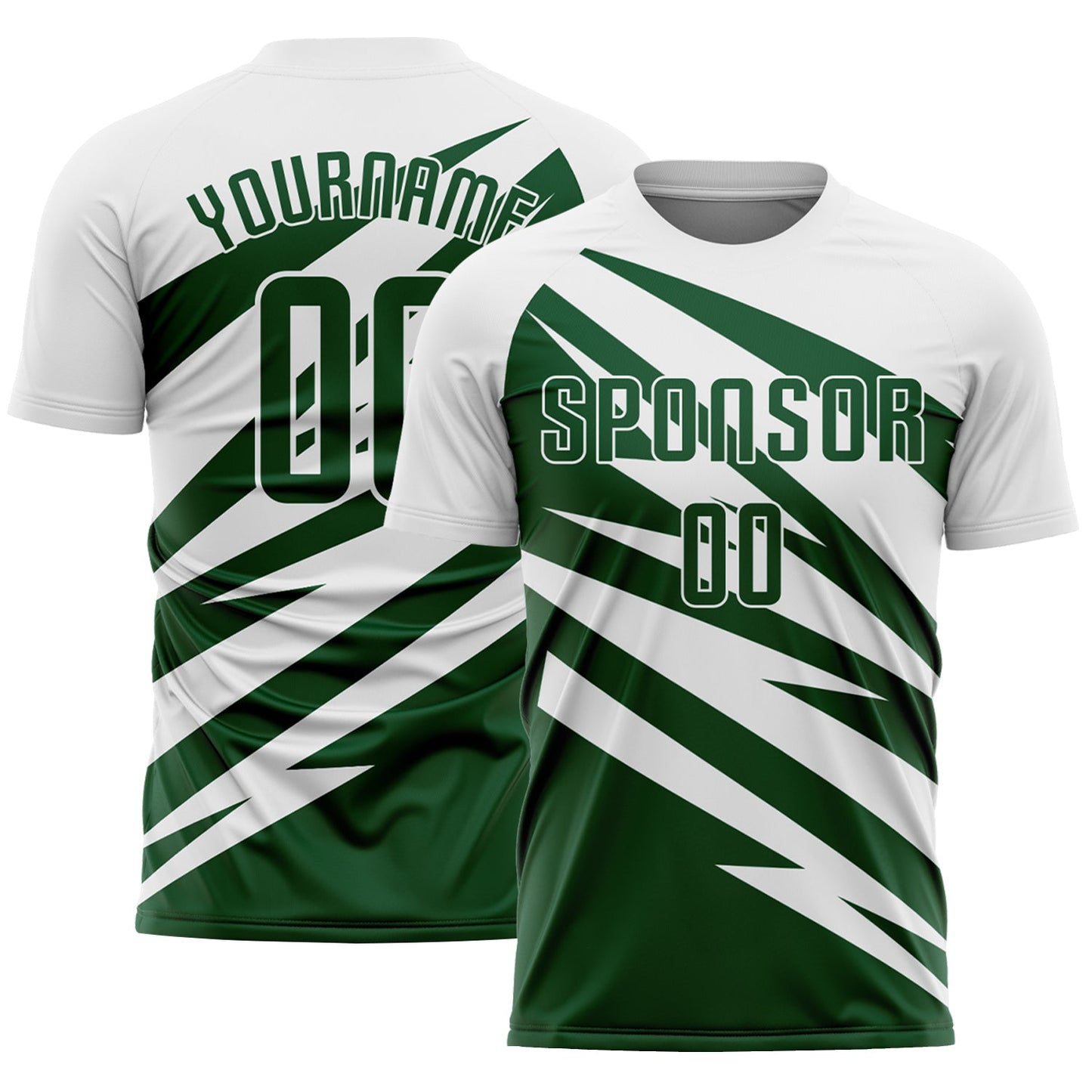 Custom White Green Abstract Line Sports Sublimation Soccer Uniform Jersey - Main View