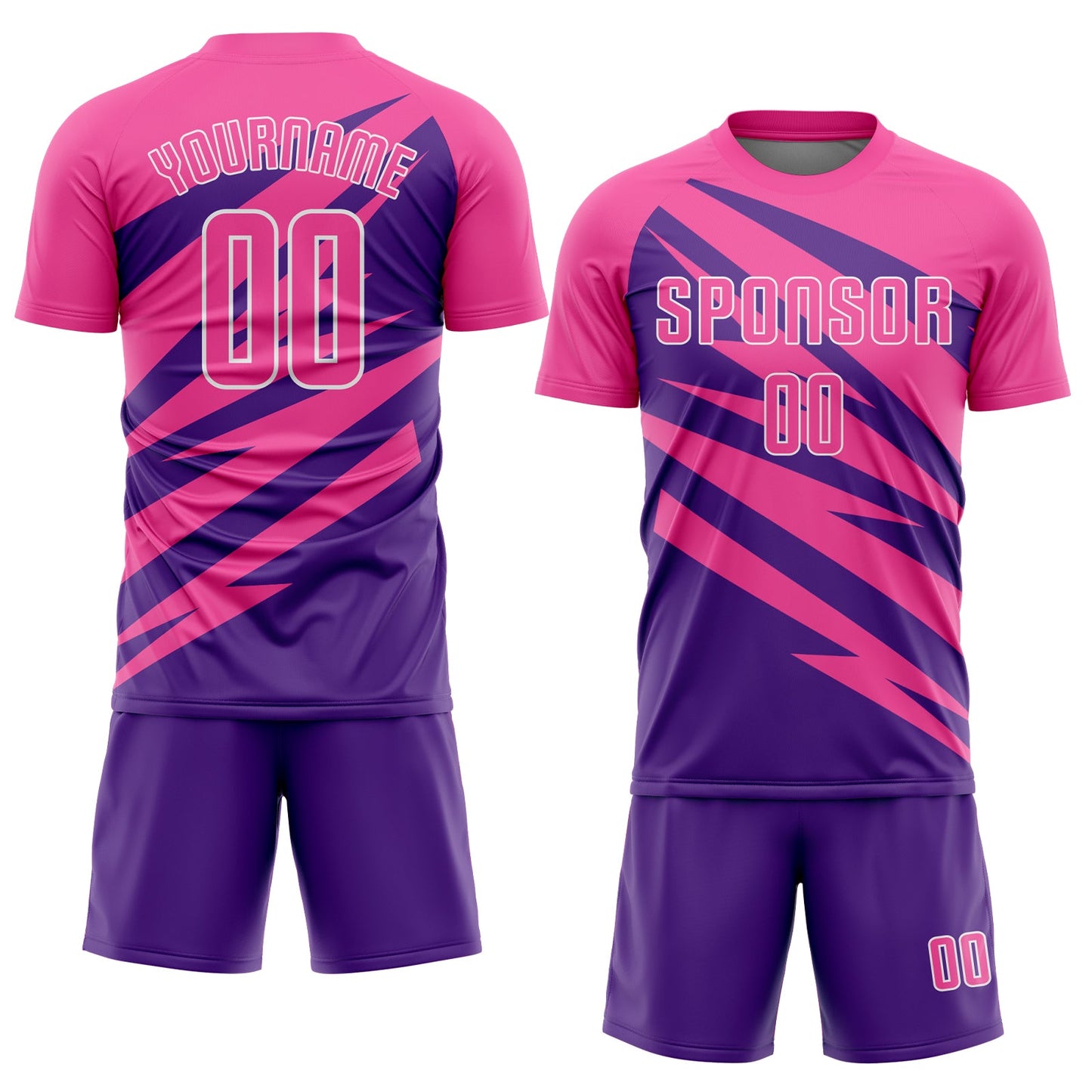 Custom Pink Purple-White Abstract Line Sports Sublimation Soccer Uniform Jersey view 2