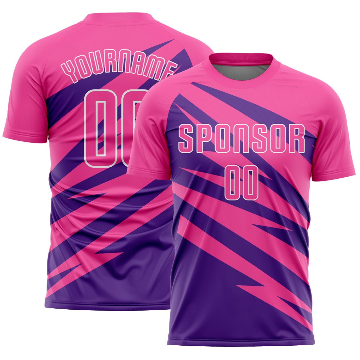 Custom Pink Purple-White Abstract Line Sports Sublimation Soccer Uniform Jersey - Main View