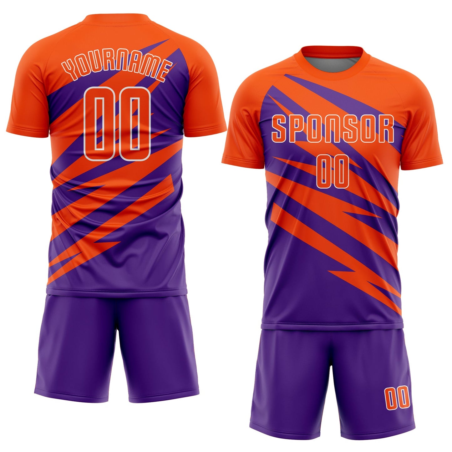 Custom Orange Purple-White Abstract Line Sports Sublimation Soccer Uniform Jersey view 2