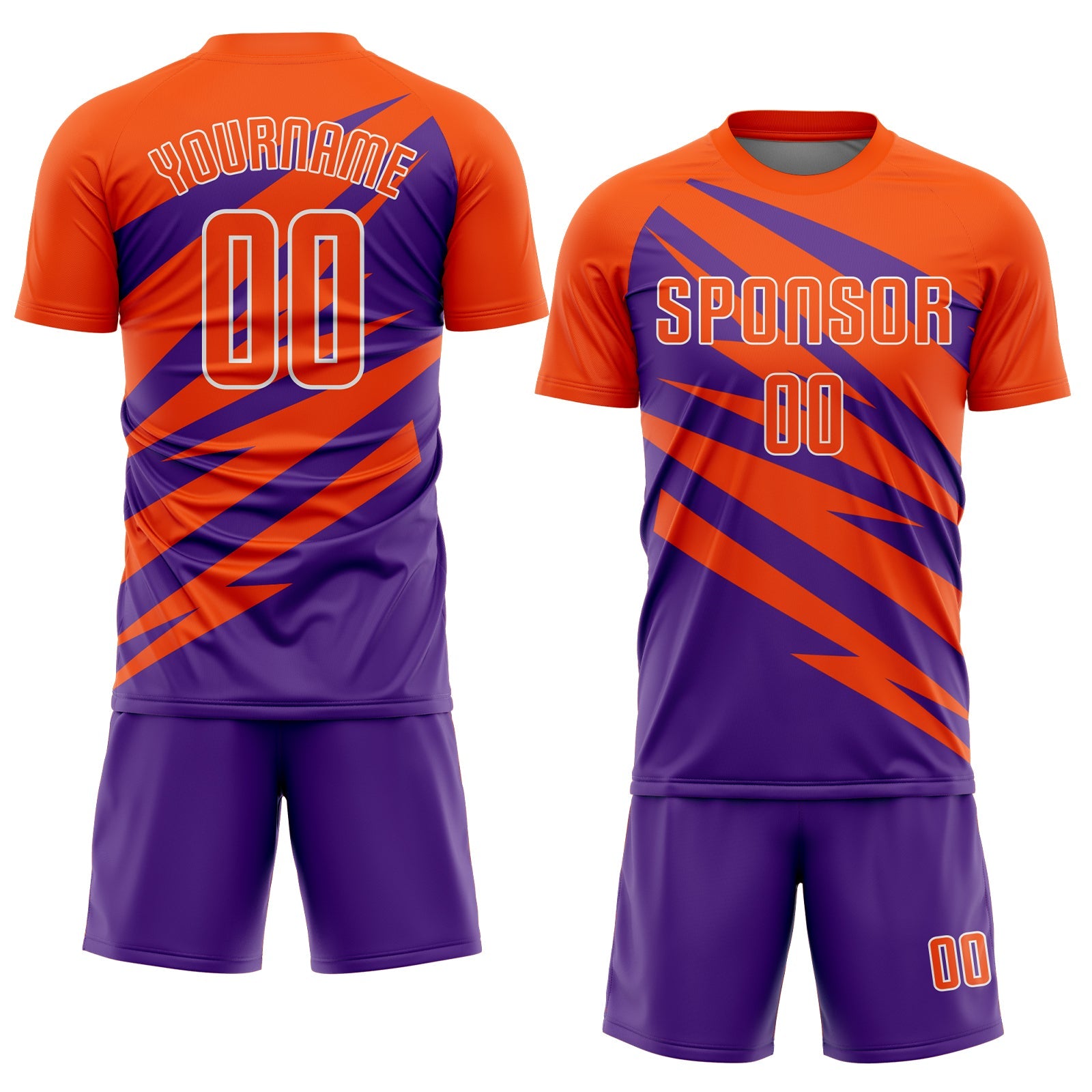 Custom Orange Purple-White Abstract Line Sports Sublimation Soccer Uniform Jersey view 2