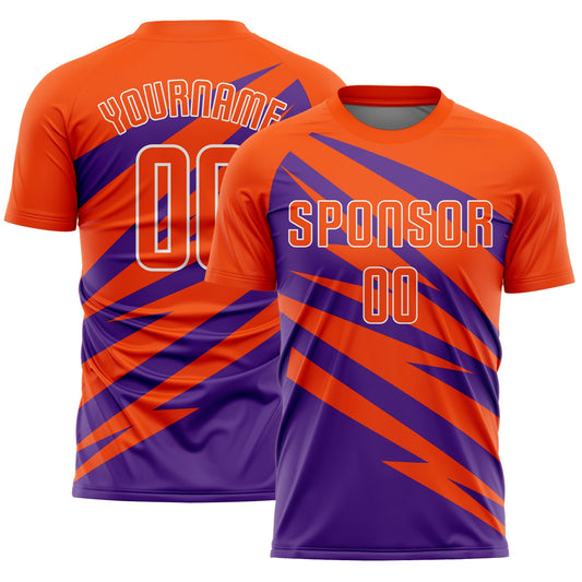 Custom Orange Purple-White Abstract Line Sports Sublimation Soccer Uniform Jersey - Main View