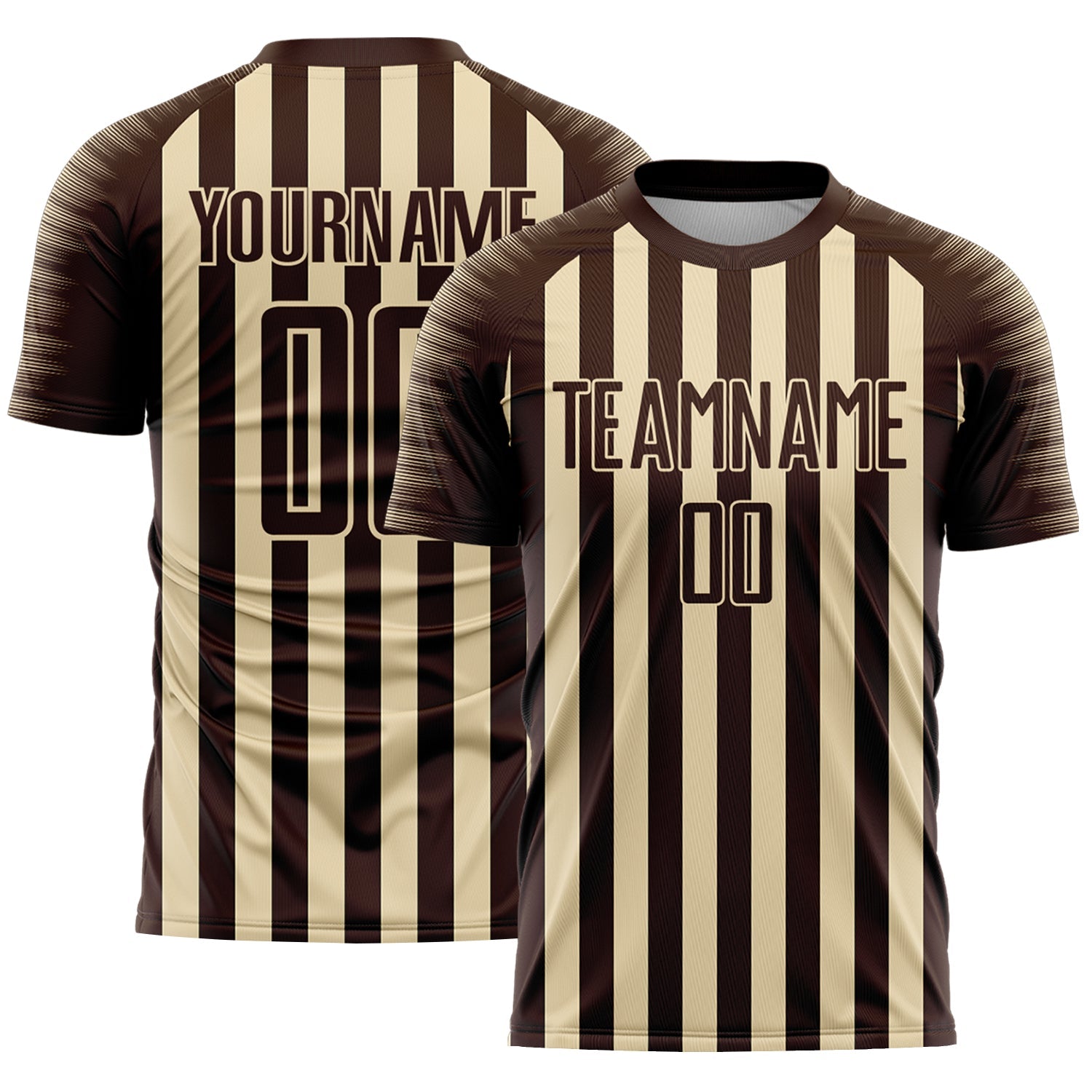 Custom Brown Cream Stripe Sports Sublimation Soccer Uniform Jersey - Main View