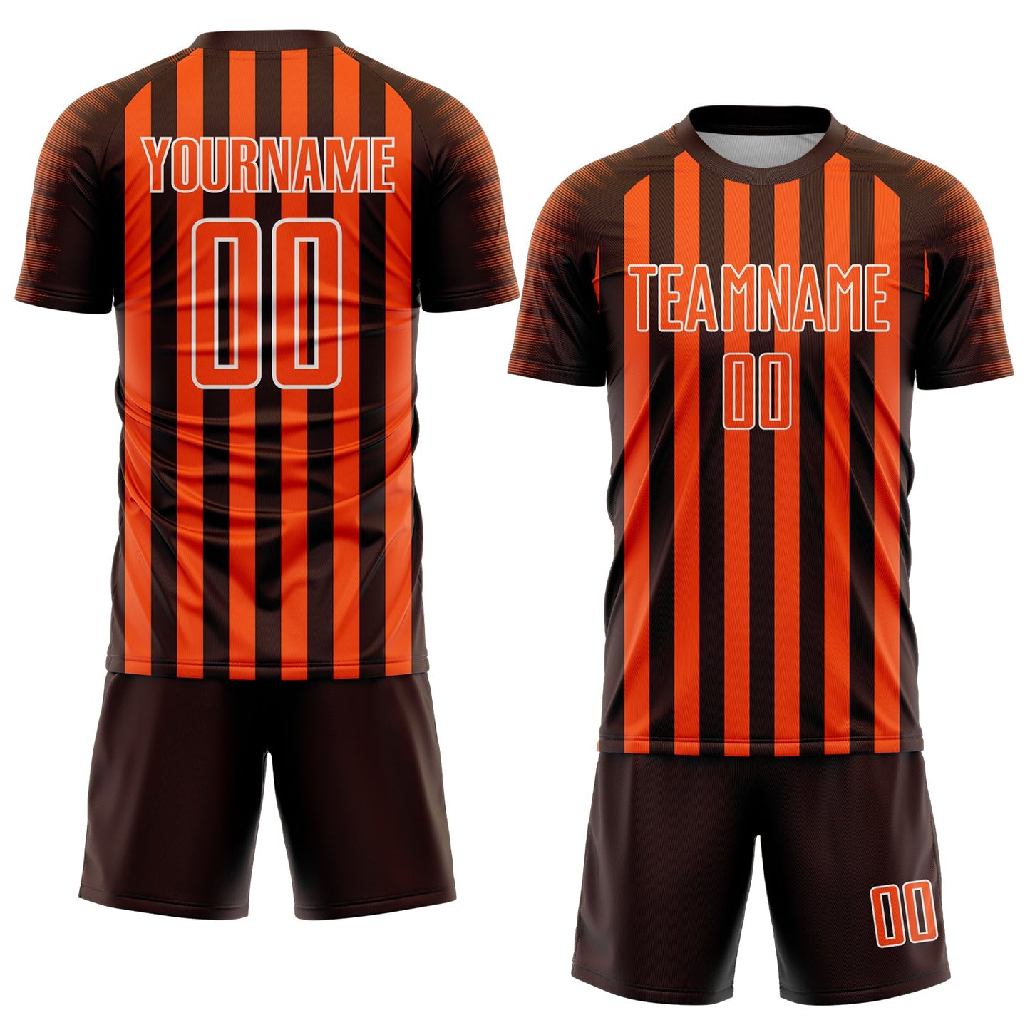 Custom Brown Orange-White Stripe Sports Sublimation Soccer Uniform Jersey view 2