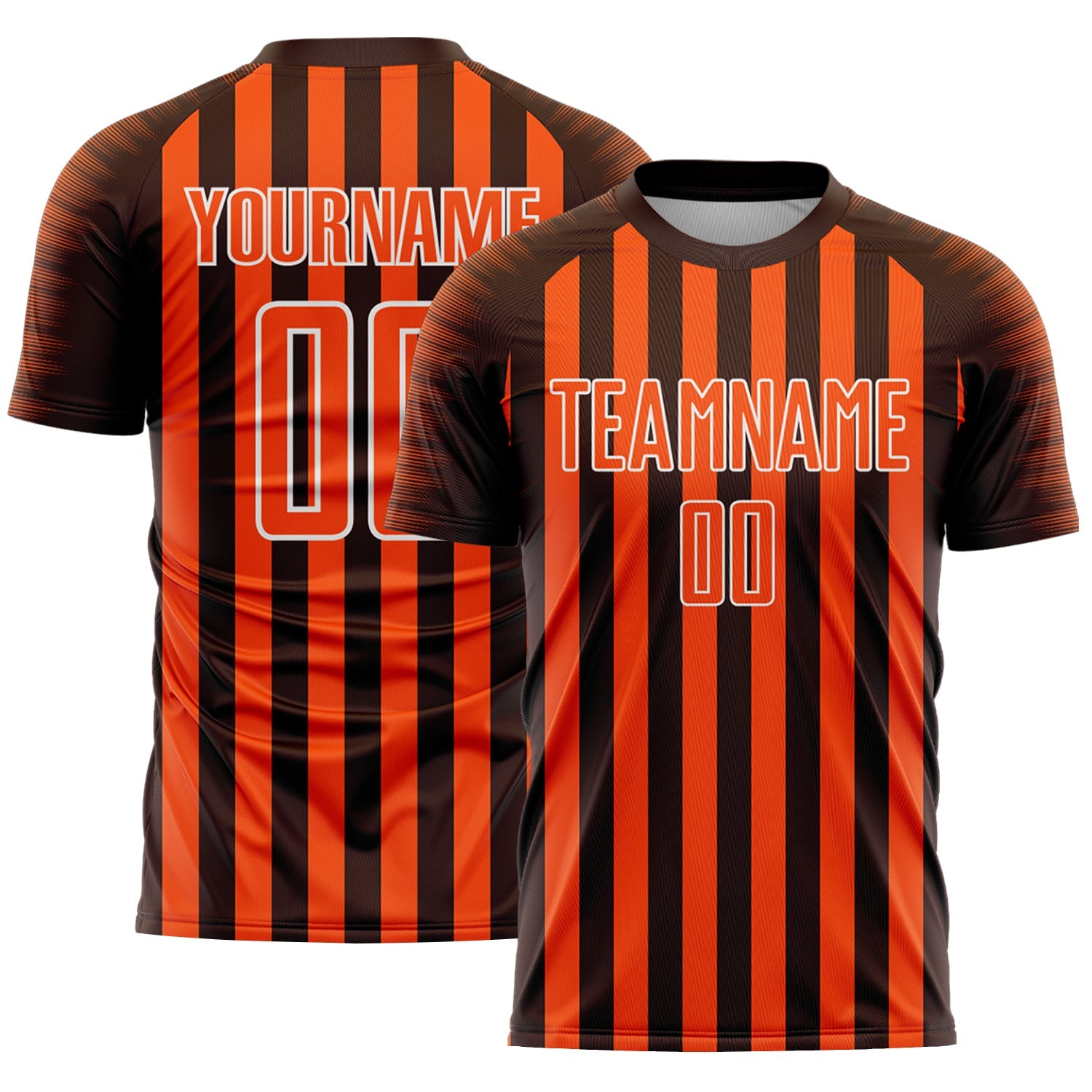 Custom Brown Orange-White Stripe Sports Sublimation Soccer Uniform Jersey - Main View