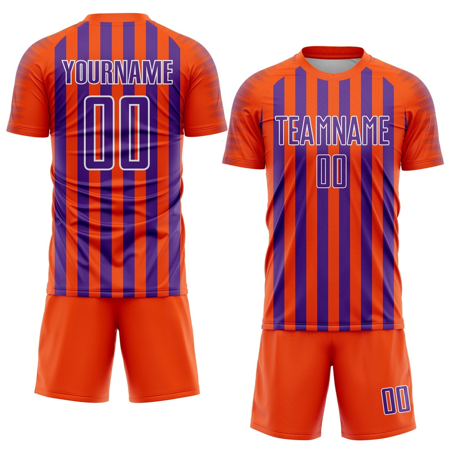 Custom Orange Purple-White Stripe Sports Sublimation Soccer Uniform Jersey view 2