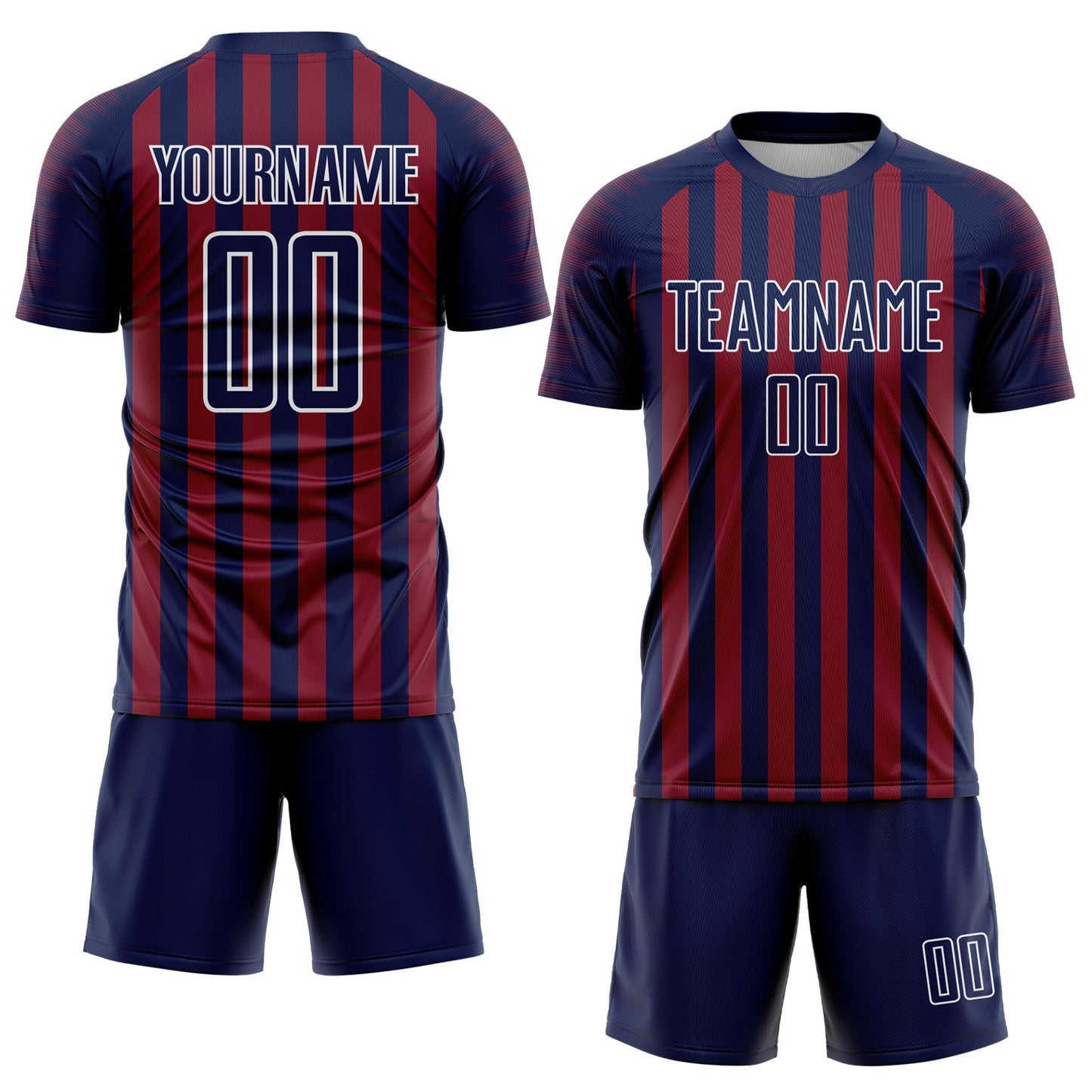 Custom Navy Crimson-White Stripe Sports Sublimation Soccer Uniform Jersey view 2