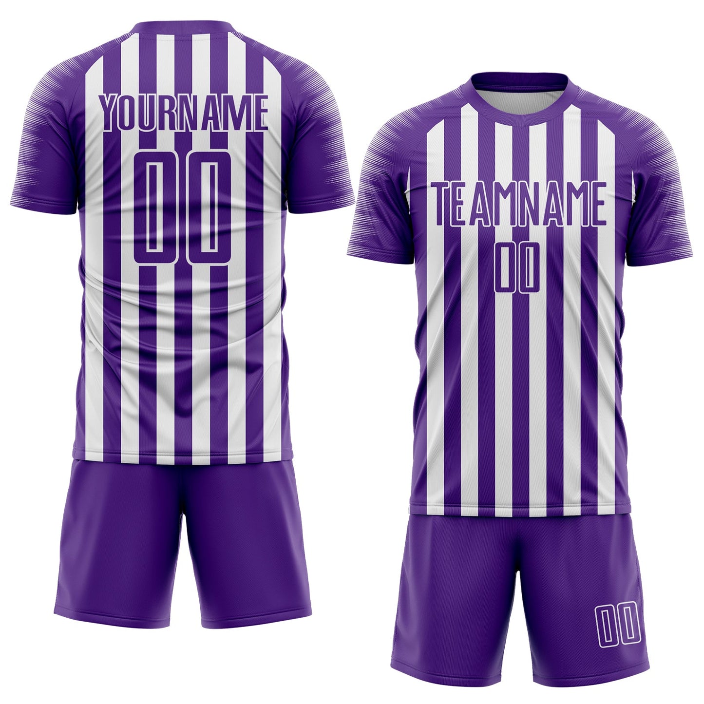 Custom Purple White Stripe Sports Sublimation Soccer Uniform Jersey view 2