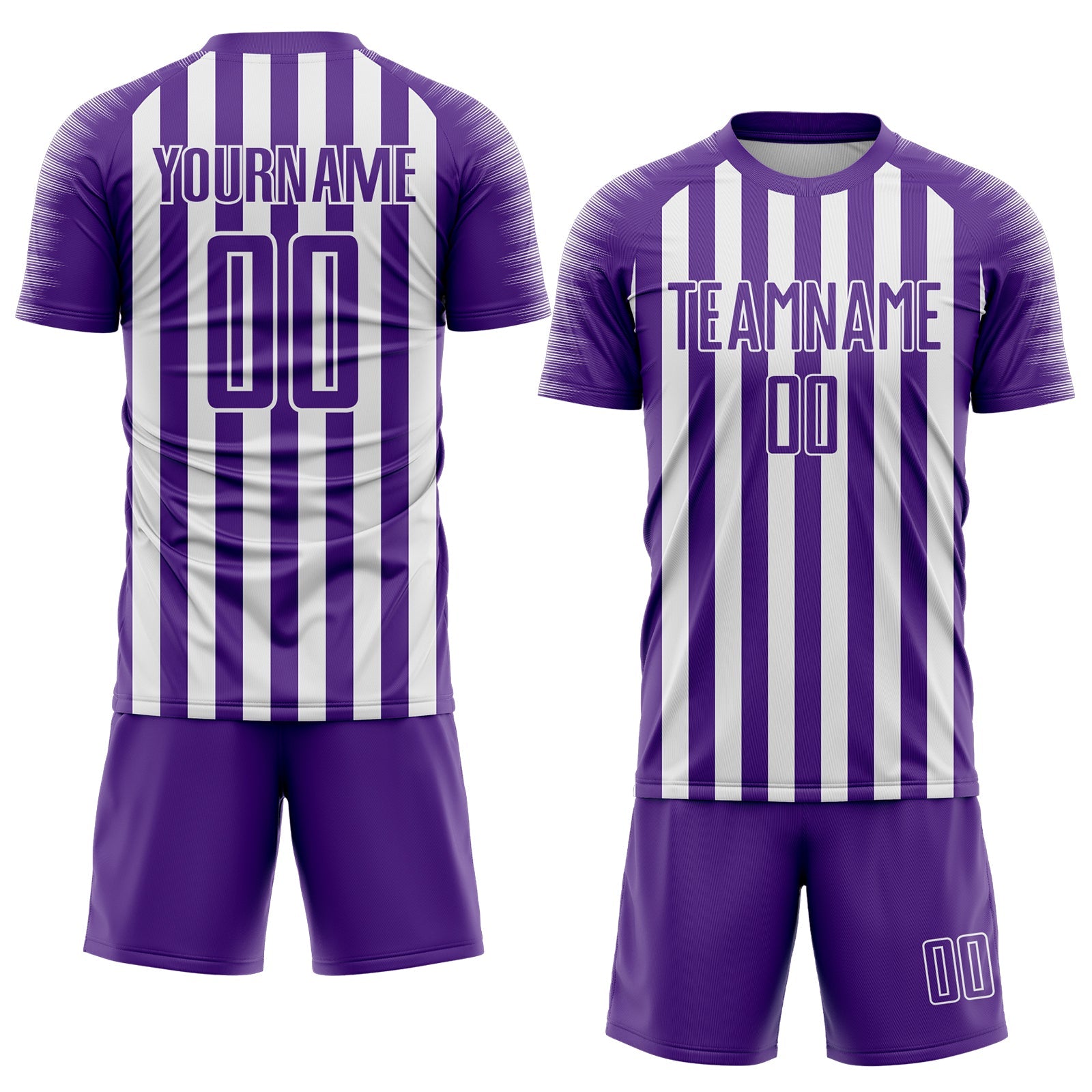 Custom Purple White Stripe Sports Sublimation Soccer Uniform Jersey view 2