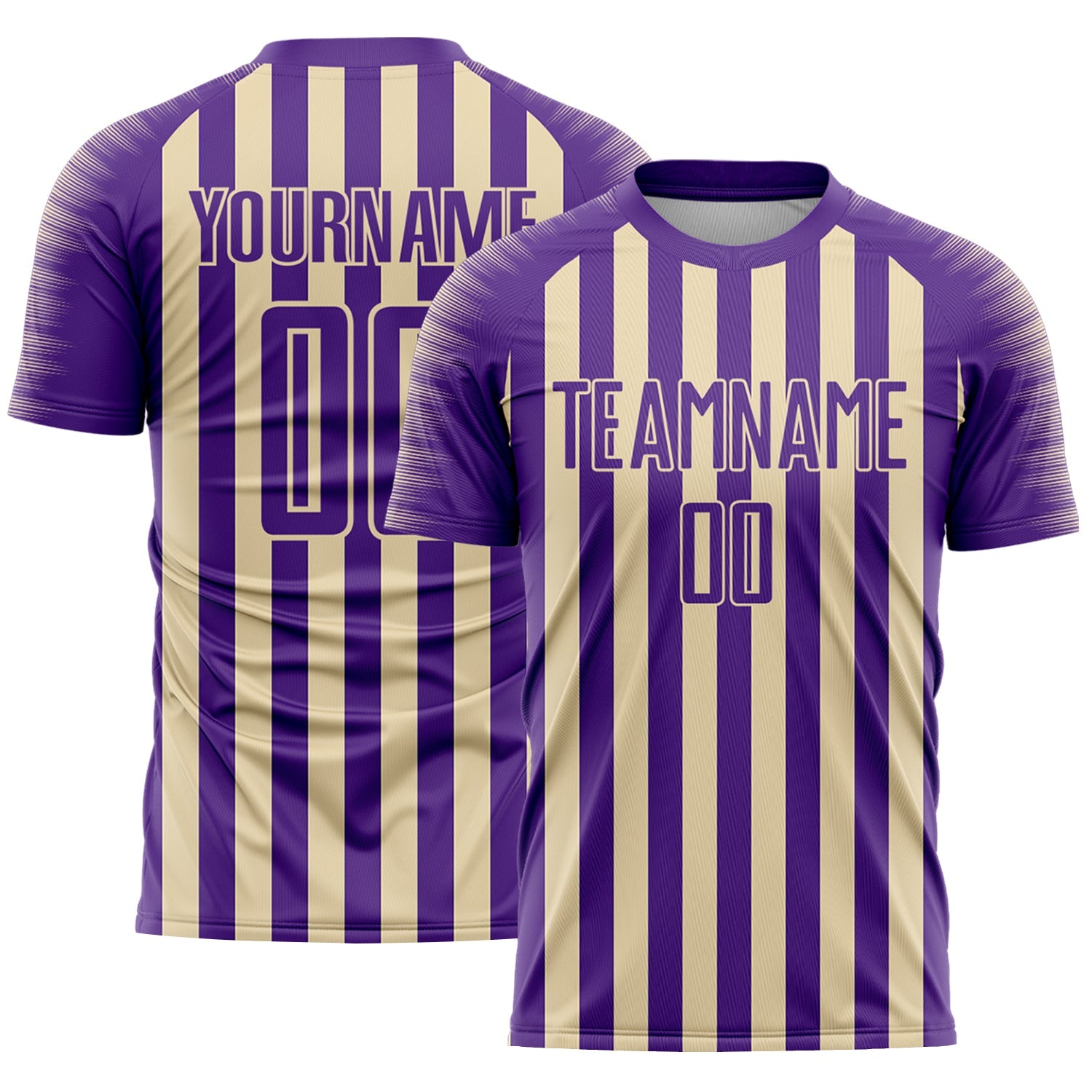 Custom Purple Cream Stripe Sports Sublimation Soccer Uniform Jersey - Main View